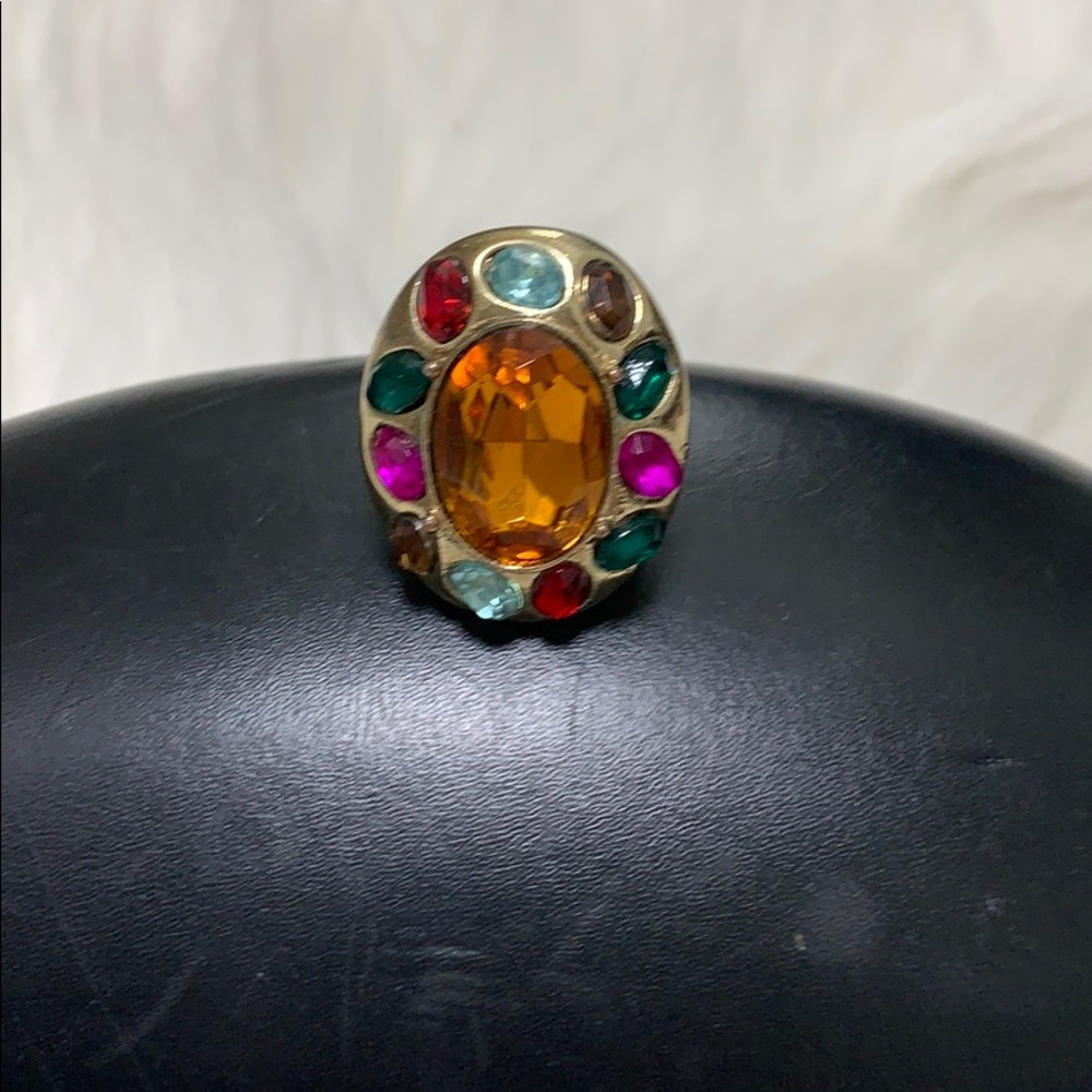 Multi jewel colored gold cocktail ring Size 6